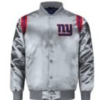 Giants Starter Jacket | Vintage New York Giants Gray Satin NFL Jacket