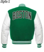Boston Celtics Green and White Varsity Jacket - Image 2