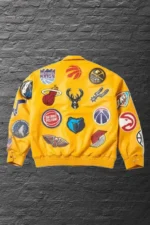 NBA Teams Collage Black Bomber Leather Jacket - Handmade Customized Jacket - Image 4