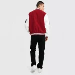 B Patch Varsity Jacket | Letter B Varsity Bomber with Faux Leather Sleeves - Image 3