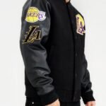 Lakers Varsity Jacket | Sleek Black NBA & Lakers Fan Jacket with Purple Accents