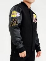 Lakers Varsity Jacket | Sleek Black NBA & Lakers Fan Jacket with Purple Accents
