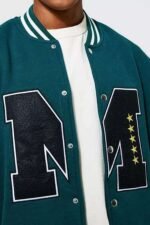 Oversized M Jacket | Bold Appliqué Letter M Varsity & Jersey Jacket - Image 3