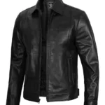Men's Black Harrington Classic Leather Jacket