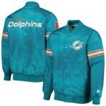 Men's Starter Aqua Miami Dolphins The Pick and Roll Full-Snap Jacket - Image 3