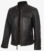 Men's Vintage Dark Brown Cafe Racer Leather Jacket