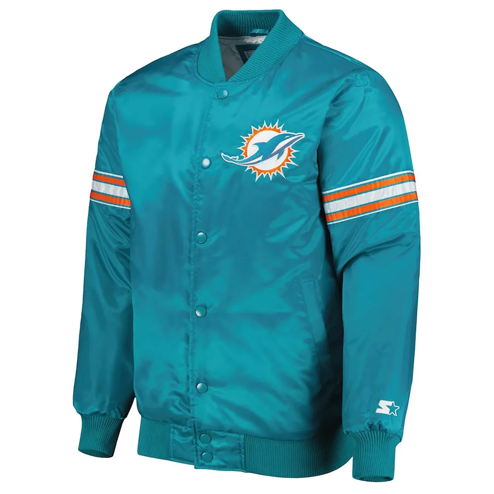 Miami Dolphins Aqua Jacket | Color Rush Pick and Roll Varsity Jacket Miami Dolphins Aqua Jacket | Color Rush Pick and Roll Varsity Jacket