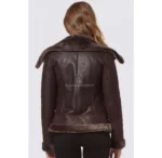 Women Fitted Sheepskin Aviator Jacket Big Collar Shearling Jacket - Image 2