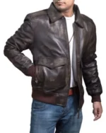 UNSTOPPABLE Grit: The A2 Distressed Aviator Brown Bomber Leather Jacket - Image 4