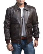 UNSTOPPABLE Grit: The A2 Distressed Aviator Brown Bomber Leather Jacket - Image 3