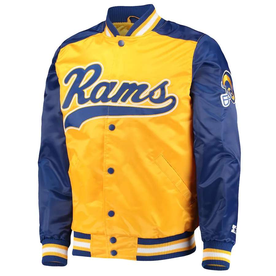 Unleash Team Pride: LA Rams Blue and Yellow Jacket | Bold Sideline Style Unleash Team Pride: LA Rams Blue and Yellow Jacket | Bold Sideline Style