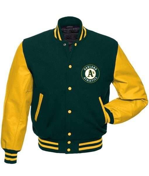 Vibrant Oakland Athletics Jacket | A's Green & Yellow Baseball Varsity Jacket Vibrant Oakland Athletics Jacket | A's Green & Yellow Baseball Varsity Jacket