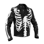 Men Skeleton Biker Motorcycle Leather Jacket with CE Armors - Image 3