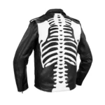 Men Skeleton Biker Motorcycle Leather Jacket with CE Armors - Image 4