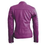 Women Purple Quilted Skeleton Leather Jacket - Image 2