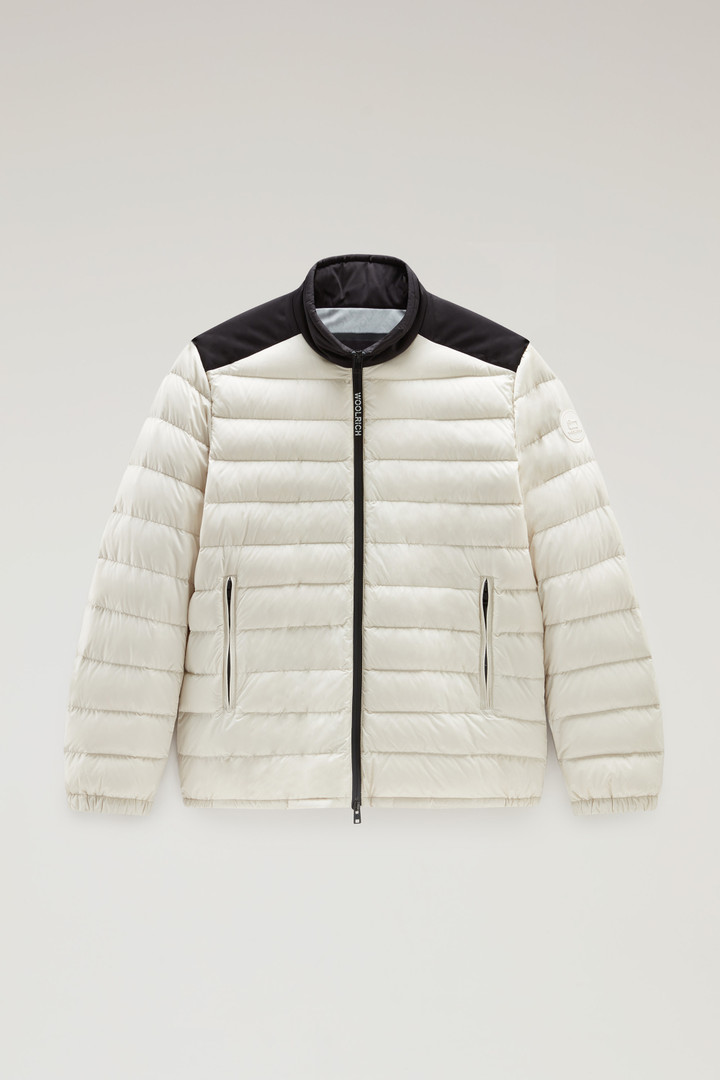Bering Tech Lightweight Hybrid Down Jacket in Microfibre - Men - White Bering Tech Lightweight Hybrid Down Jacket in Microfibre - Men - White