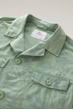 Garment-Dyed Shirt Jacket in Printed Pure Cotton - Men - Green