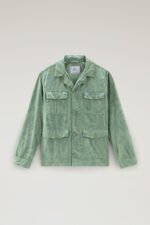 Garment-Dyed Shirt Jacket in Printed Pure Cotton - Men - Green