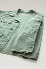 Garment-Dyed Shirt Jacket in Printed Pure Cotton - Men - Green