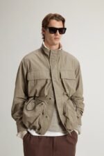 Jacket in Olmetex Sueded Nylon with Faded Motif - Men - Green