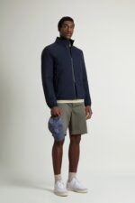 Padded Sailing Bomber Jacket in Two-Layered Fabric - Men - Blue