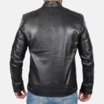 Mens Tall Real Leather Black Biker Style Jacket - Image 3