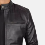 Mens Tall Real Leather Black Biker Style Jacket - Image 4