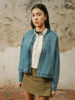 DENIM RELAXED FLIGHT JACKET WOMENS - Image 2