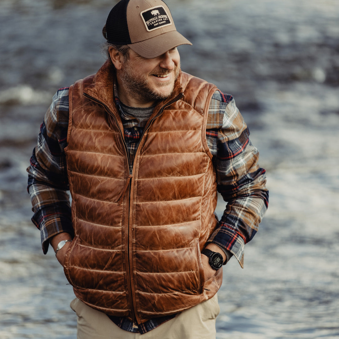 Bridger Leather Down Vest | Light Brown Bridger Leather Down Vest | Light Brown