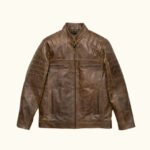 Cafe Racer Leather Jacket | Distressed Brown