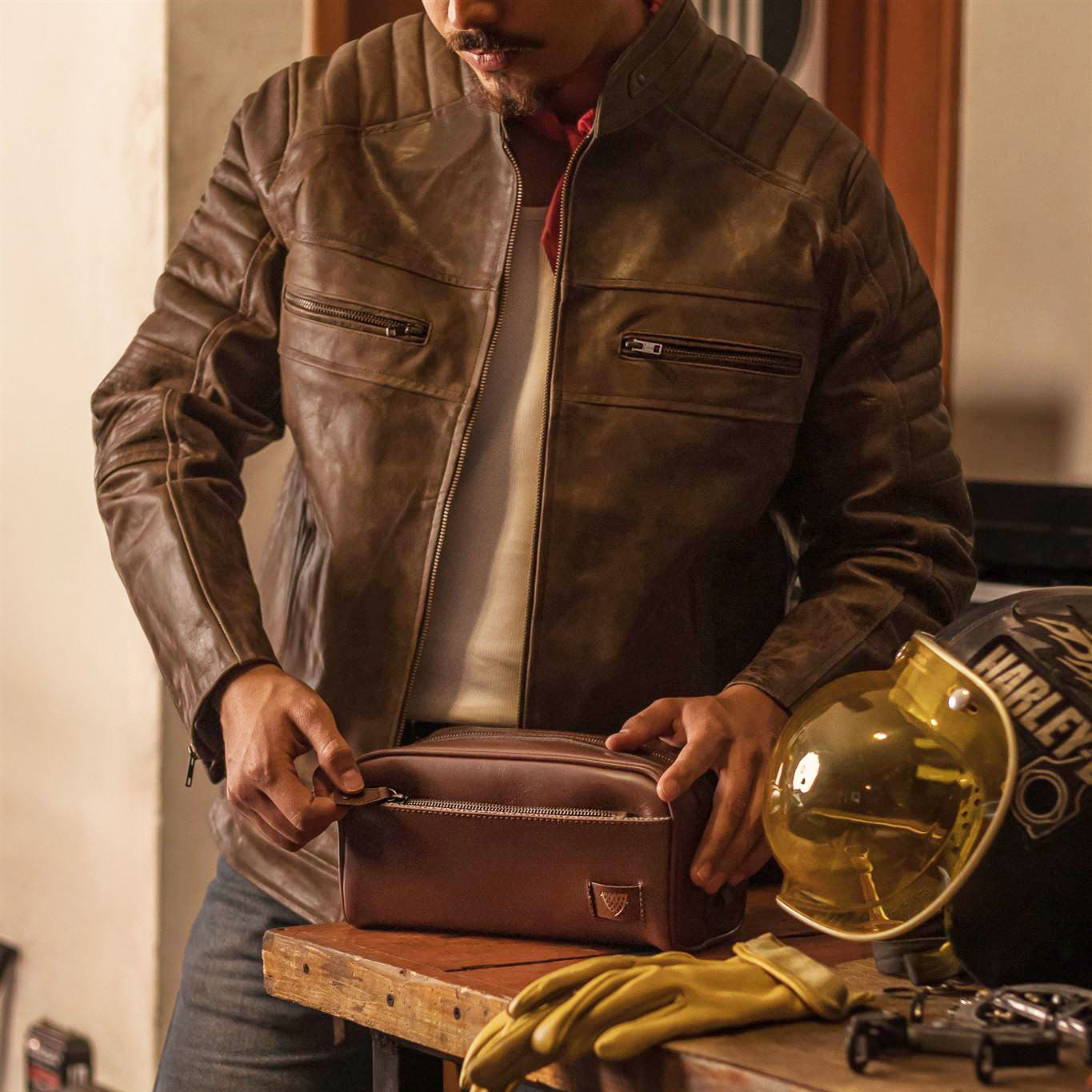 Cafe Racer Leather Jacket | Distressed Brown Cafe Racer Leather Jacket | Distressed Brown
