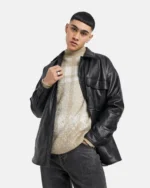 Men's Over sized Cowhide Longways Leather Blazer