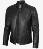 Men's Real Lambskin Leather Black Biker Style Jacket