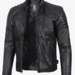 Men's Real Leather Black Biker Style Jacket