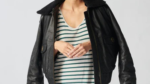 Shearling Collar Leather Trucker Jacket For Women