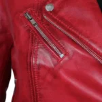 Margaret Women's Bold Red Leather Jacket Ride with Attitude - Image 3