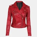Margaret Women's Bold Red Leather Jacket Ride with Attitude