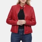 Women’s Quilted Café Racer Jacket Red Hot & Ready to Ride