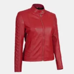 Women’s Quilted Café Racer Jacket Red Hot & Ready to Ride - Image 2