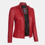 Women’s Quilted Café Racer Jacket Red Hot & Ready to Ride - Image 4