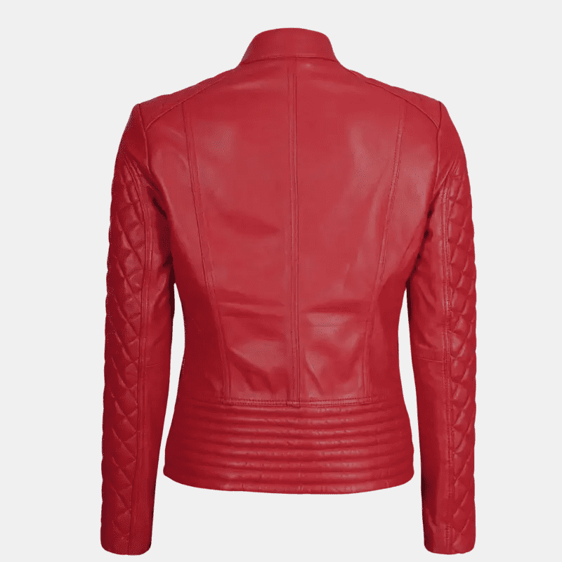 Women's Quilted Cafe Racer Jacket Red Hot & Ready to Ride - Image 5