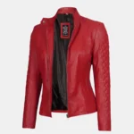 Women’s Quilted Café Racer Jacket Red Hot & Ready to Ride - Image 3